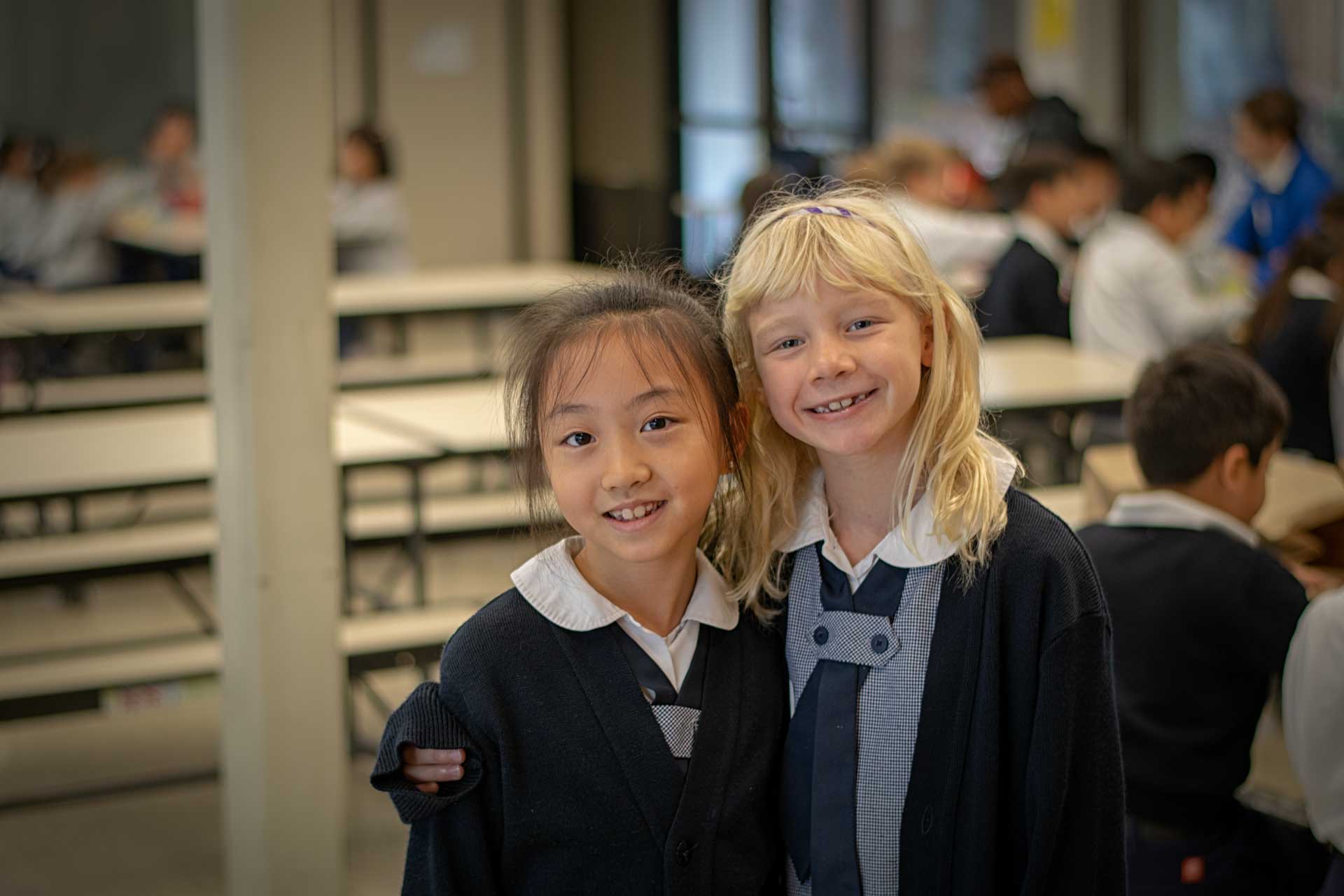 Private school students eating lunch in San Ramon, CA