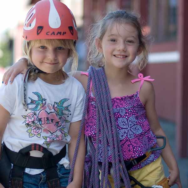 Adventure Day Camp girls in climbing gear